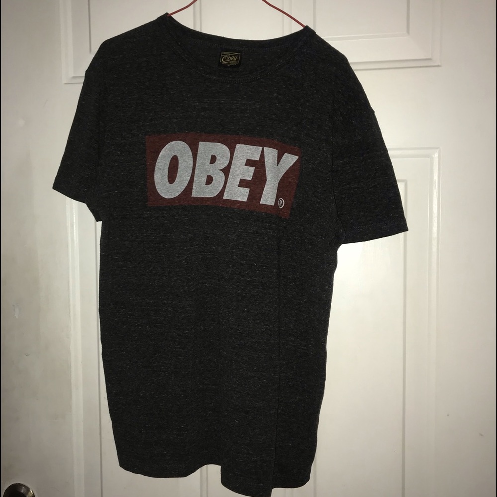 Obey Short Sleeve Gray Logo Tee